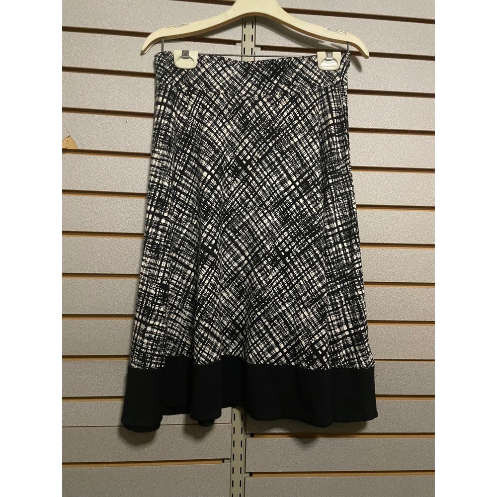 Ann Taylor Loft Black White Geometric Print Midi Skirt Size Small